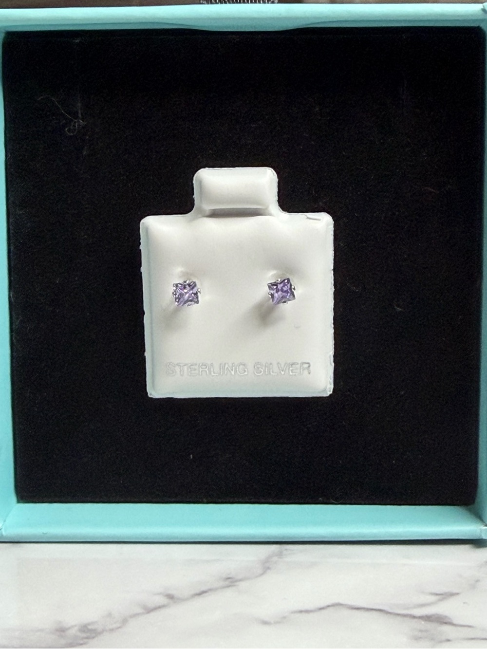 925 Sterling Silver Purple Earrings